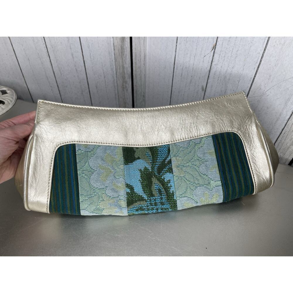 Kim White Vintage Tapestry Metallic Clutch Handbag British Bag Lucky Vogue
